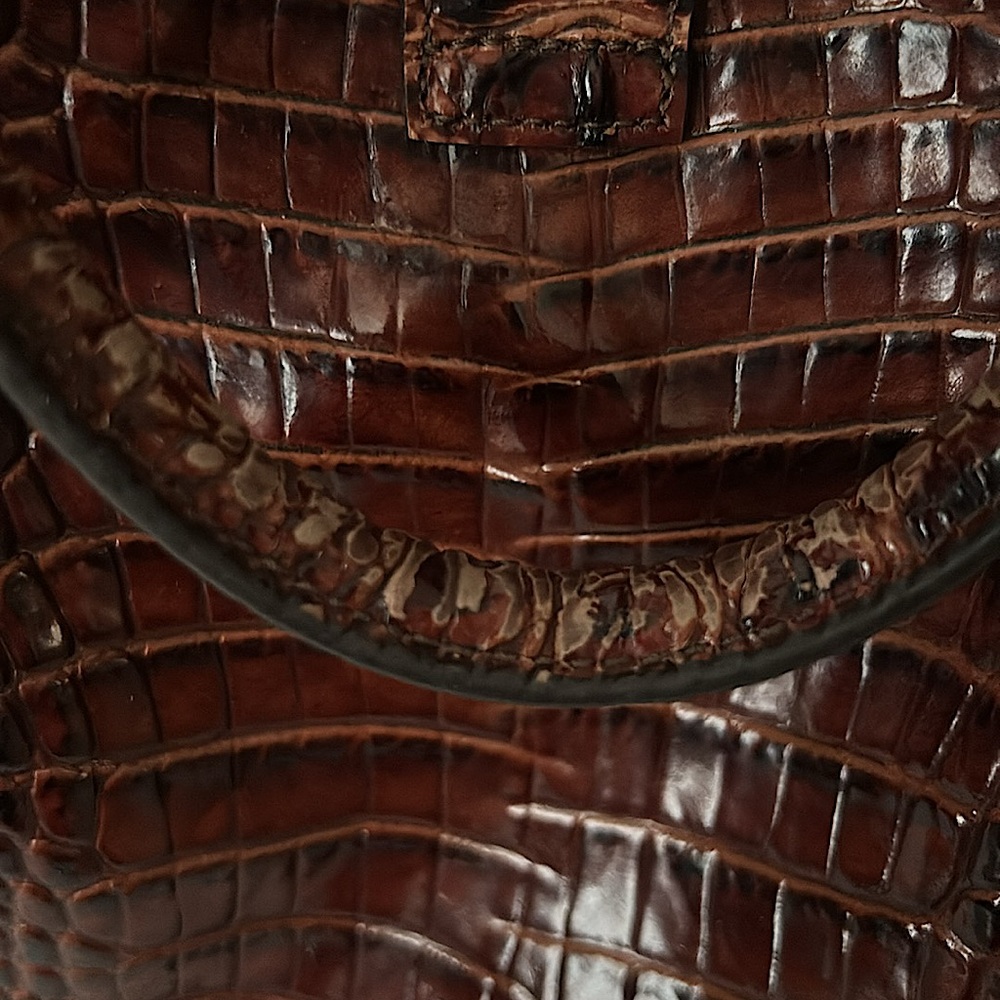 Brahmin Luxurious Brown Crocodile Skin Imprint Leather Elisa Handbag Purse 🌺🌺 - Picture 9 of 15